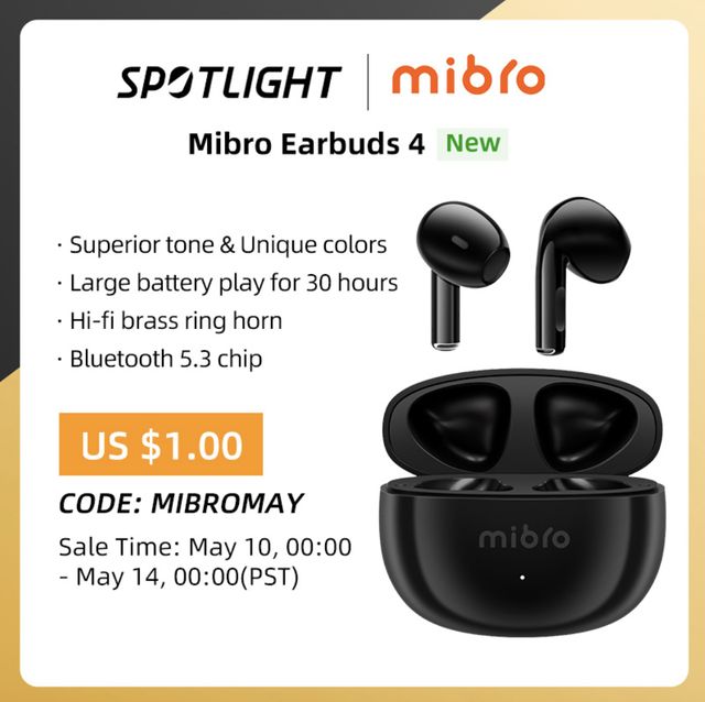 Скидки и купоны на новейшие беспроводные наушники Mibro Earbuds4 на AliExpress - не упустите возможность!