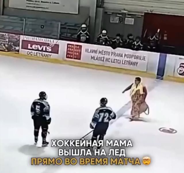 В Чехии мама хоккеиста вышла на лёд во время матча
